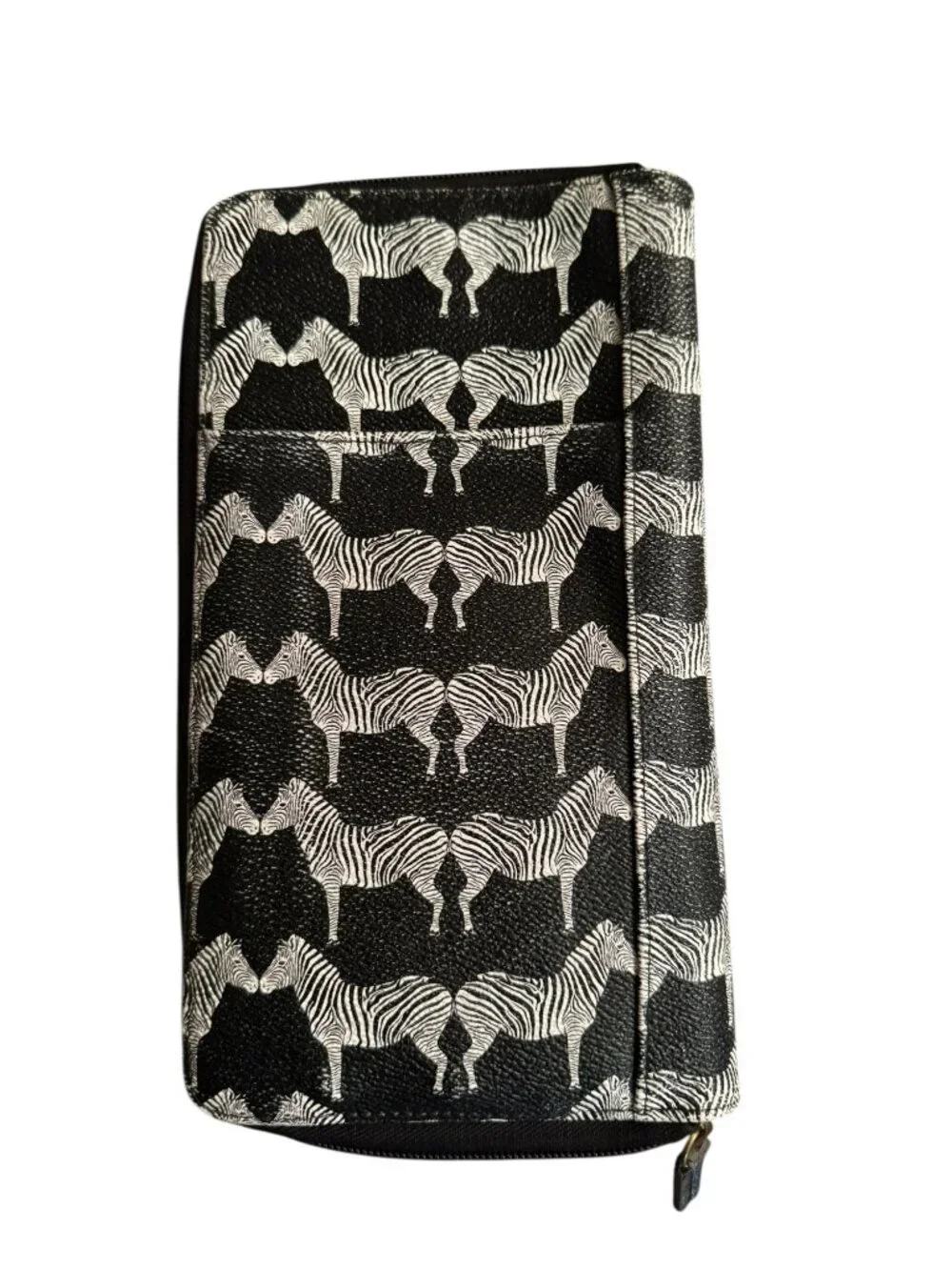 Buxton Black & White Zebra Print Passport Wallet With Multiple Compartments